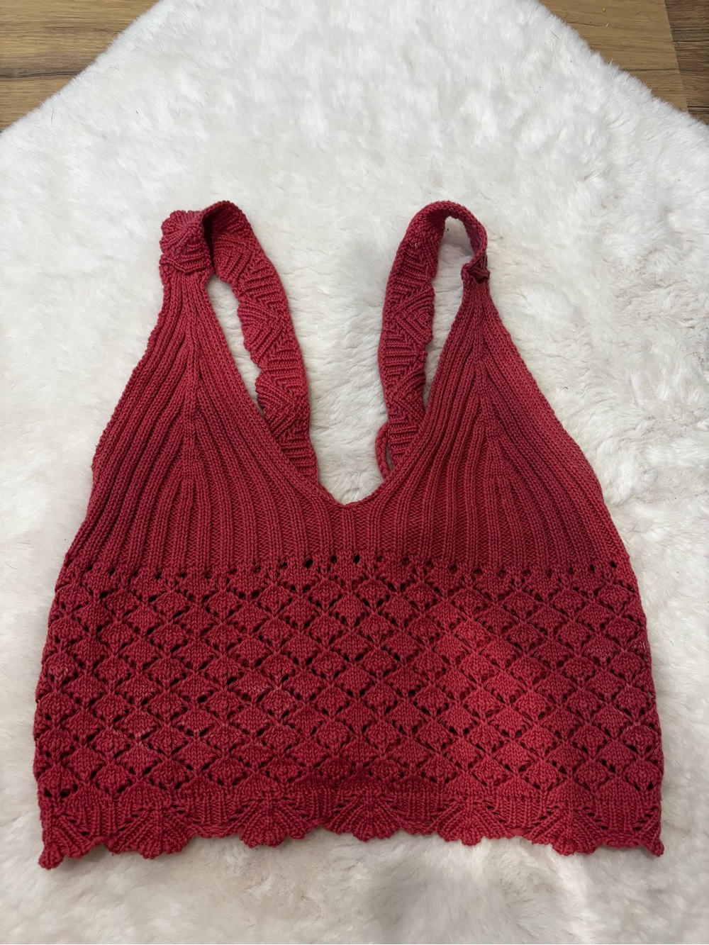 Forever 21 Red Crochet Knit Top